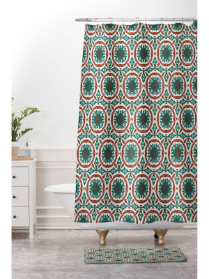 Madeira Sun Tile Shower Curtain Green - Deny Designs