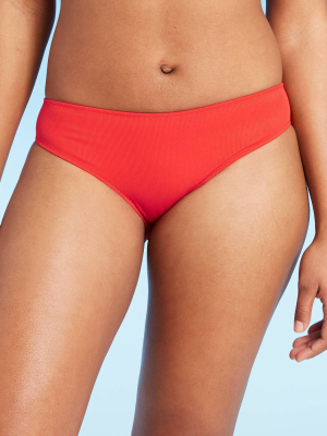 Women's Ribbed Hipster Bikini Bottom - Shade & Shore™ Red