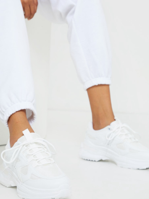 White Contrast Mesh Sneakers