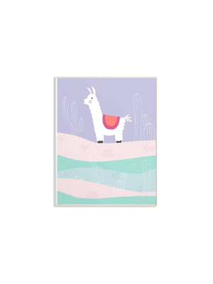 12.5"x0.5"x18.5" Llama In The Pastel Desert With Cacti Oversized Wall Plaque Art - Stupell Industries