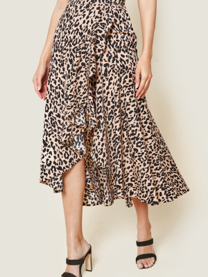 Saturated Love High-low Leopard Print Midi Skirt