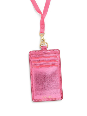 Keep It Close Card Case With Lanyard - Metallic Pink