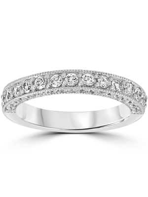 Pompeii3 1 1/6ct Diamond Vintage Heirloom Wedding Ring 14k White Gold