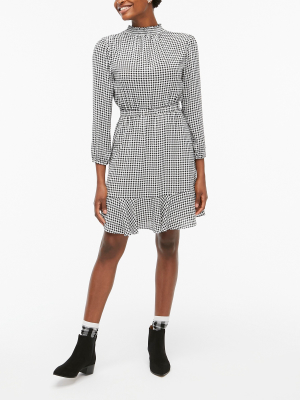 Houndstooth Smockneck Dress