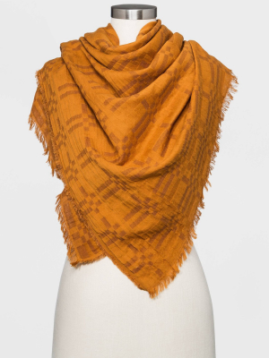 Women's Plaid Oversized Square Scarf - Universal Thread™ Brass