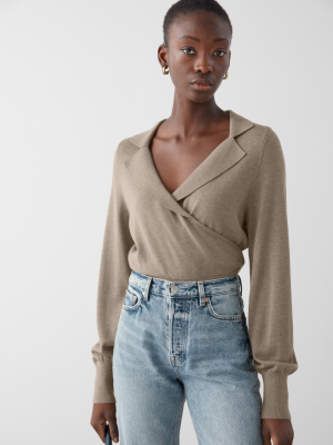 Fitted Cropped Wrap Sweater