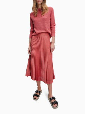 Logo Band Pleated Midi Skirt