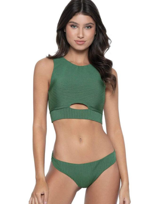 Pq Swim Emerald Key Hole Crop Top