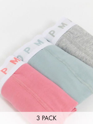 Topman 3 Pack Underwear In Khaki Gray And Pink