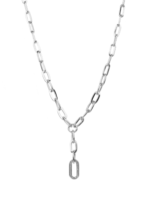 Pave Oval Link Y Necklace