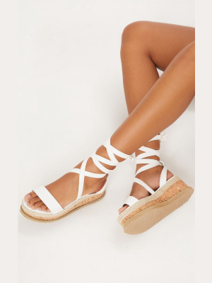 Jacey White Espadrille Flatform Sandals