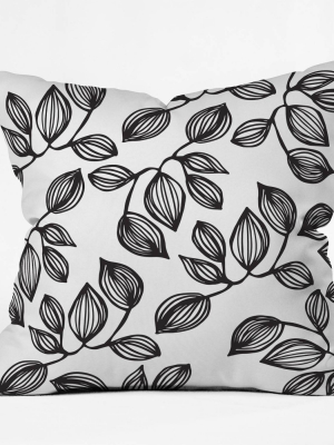 16"x16" Julia Darocha The Leaves Throw Pillow Black/white - Deny Designs