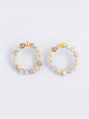 Agate Golden Ivory Statement Hoops
