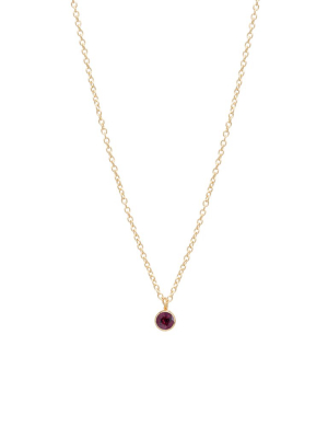 14k Single Garnet Pendant Necklace | January Birthstone