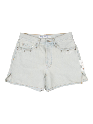 Off-white Studded Denim Shorts