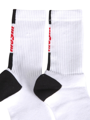 Msgm Logo Intarsia Socks