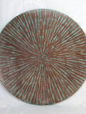 Hammered Copper Round Tabletop - Weathered Penny