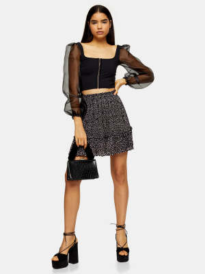 Tall Black Crystal Spot Mini Skirt