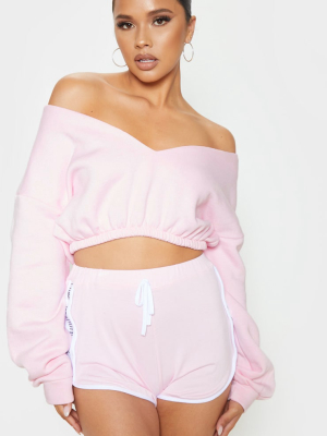 Baby Pink Crop Off Shoulder Sweater