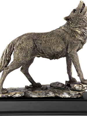 Kensington Hill Howling Wolf 13" High Bronze Statue