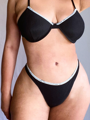 Prettylittlething Plus Black Rib Thong