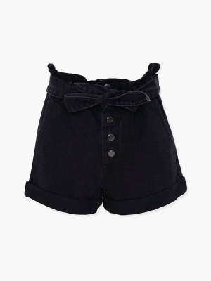 Paperbag Denim Shorts