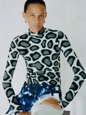 Abstract Spotted Mockneck Top
