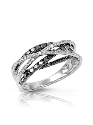 Effy 14k White Gold Black And White Diamond Ring, .72 Tcw