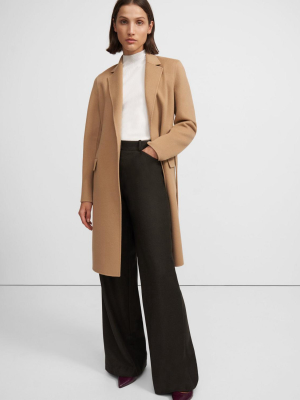 Belted Coat In Double-face Wool-cashmere