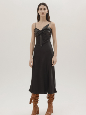 Silk And Leather Slip Dress