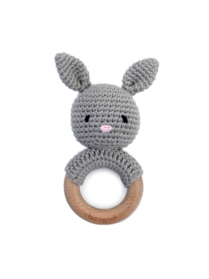 Cheengo Bunny Hand Crocheted Teething Ring - Cotton/wood