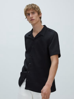 Textured Weave Spread Collar Shirt