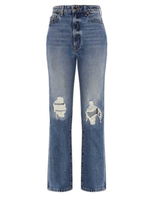 Khaite Distressed Straight-leg Jeans