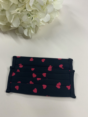 Mini Raspberry & Black Heart Washable Face Covering 2-5 Years