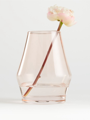 Laurel Angled Pink Glass Vase 6.25"