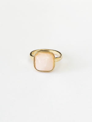 Sanctuary Project Square Rose Quartz Statment Ring Gold