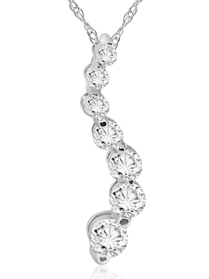 Pompeii3 1/2ct Real Diamond Journey Pendant Necklace 14k White Gold