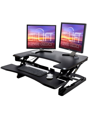 35.4" Airlift Adjustable Height Stand Up Laptop Desk Black - Seville Classics