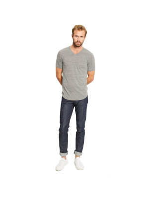 Goodlife Mens Tri-blend Scallop V-neck Tee- Heather Grey