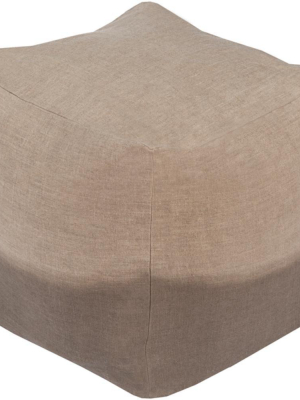 Dip Dyed Linen Pouf In Khaki And Taupe Color