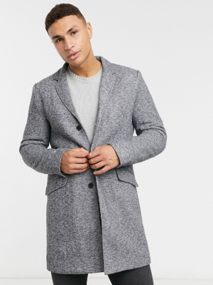 Only & Sons Jersey Overcoat In Gray