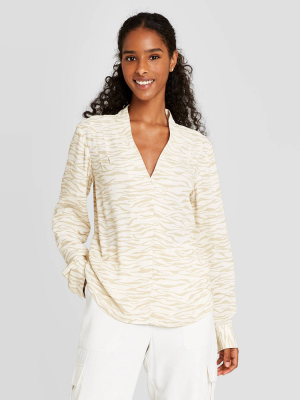 Women's Long Sleeve Popover Blouse - A New Day™