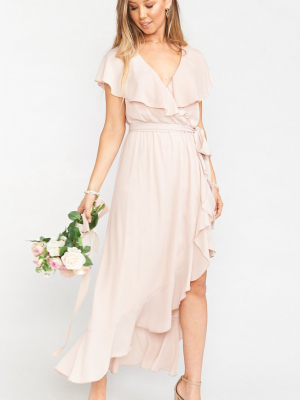 Jess Ruffle Midi Dress ~ Dusty Blush Crisp