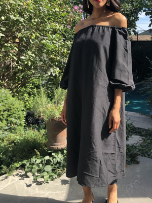 Linen Angel Dress - Black