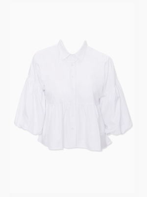 Plus Size Gathered-sleeve Shirt