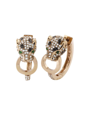 Effy Signature 14k Rose Gold Diamond And Emerald Earrings, 0.89 Tcw