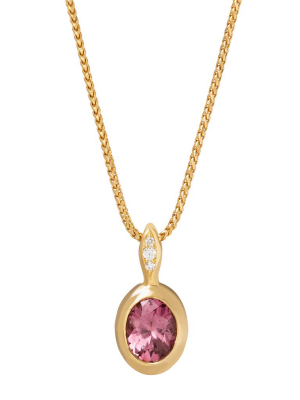 Modern Oval Necklace - Pink Garnet