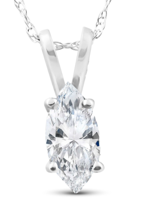 Pompeii3 1/2ct Fancy Marquise Diamond Solitaire Pendant 14k White Gold