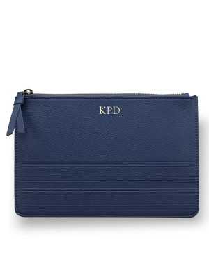 Navy Leather Clutch