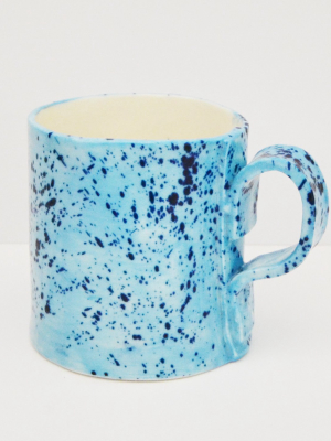 Porcelain Splatter Mug Sky Blue & Ink